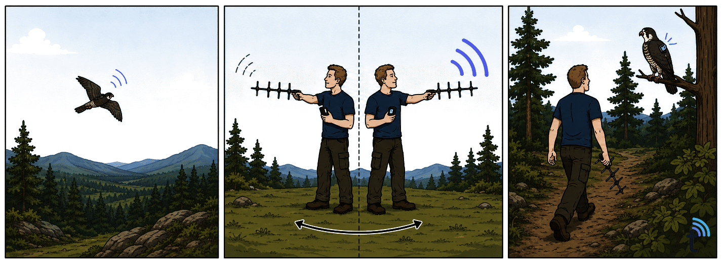 Falcon: an ultra-light beacon for direction finding with a directional antenna