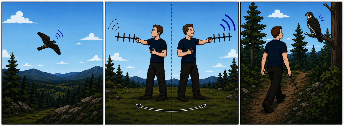 Falcon: an ultra-light beacon for direction finding with a directional antenna