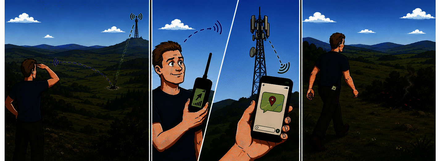 Favis: radio + GSM with a Telegram bot — two independent search channels